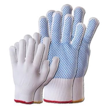Kesztyű poliészter kötött tenyéren pöttyökke fehér 7