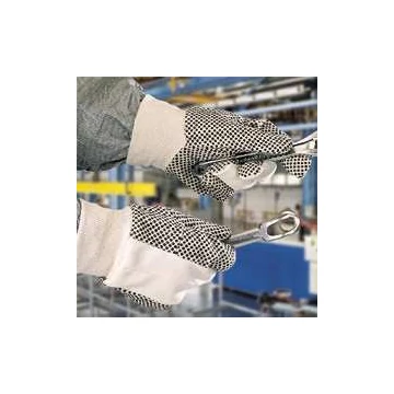 Kesztyű Serzs pamut PVC pöttyözés a tenyeren beige 10