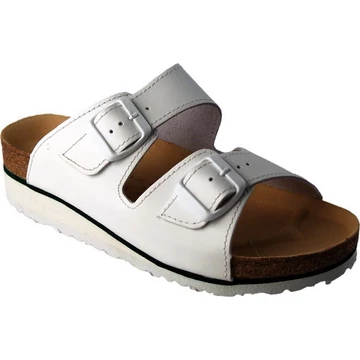 Papucs Flora bőr felsőrész parafa/gumi talp csattal állítható szélesség white 39
