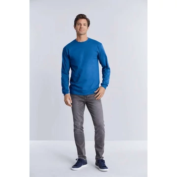 Póló (Gildan Ultra Cotton) hosszú ujjú unisex (100%pamut 205g/m2) safety green, S