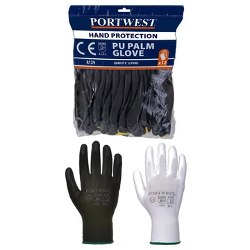 Kesztyű PU tenyérmártott (12pár/csomag) fehér XL