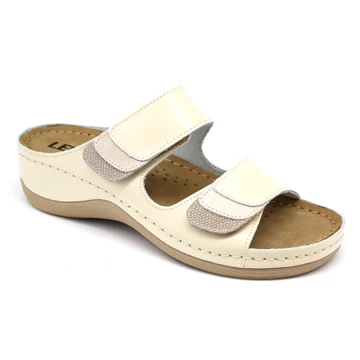 Papucs 904 Leon Comfort női bőr, bézs, 39