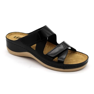 Papucs 906 Leon Comfort női bőr, fekete, 36