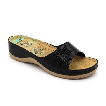 Papucs 915 Leon Comfort női bőr, fekete, 39