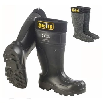 Master EVA habosított műanyag csizma, acél orrmerevítő és kevlár talplemez, kivehető, mosható bélés, -35°C, csúszásmentes, fekete, 43