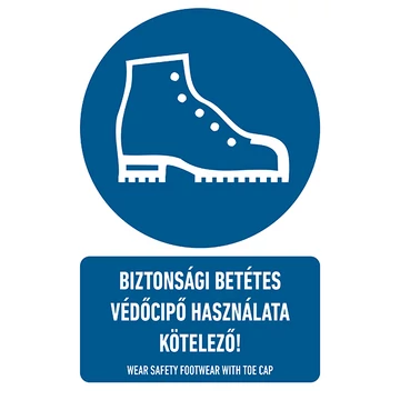 BIZTONSÁGI BETÉTES VÉDŐCIPŐ HASZNÁLATA KÖTELEZŐ!, PVC 1 mm, 160x250