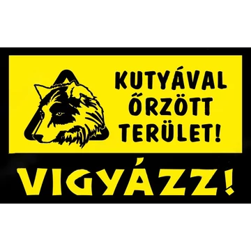 Tábla PVC 1mm, Kutyával őrzött terület! Vigyázz!, 400x250mm