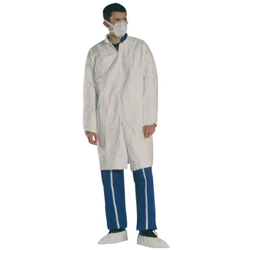 Köpeny Tyvek zseb nélkül ellenálló lélegző anyagból patentos fehér XL