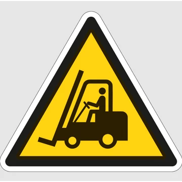 Munkagép-közlekedés! matrica / padlójelölő (ISO 7010-W014 piktogram) vinil öntapadó 100x86mm