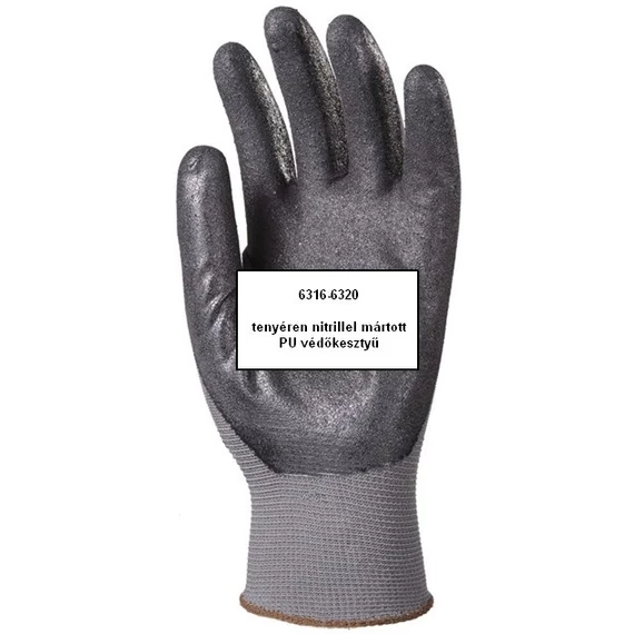Kesztyű poliamid mikro-habosított nitril tenyérrel fekete 6