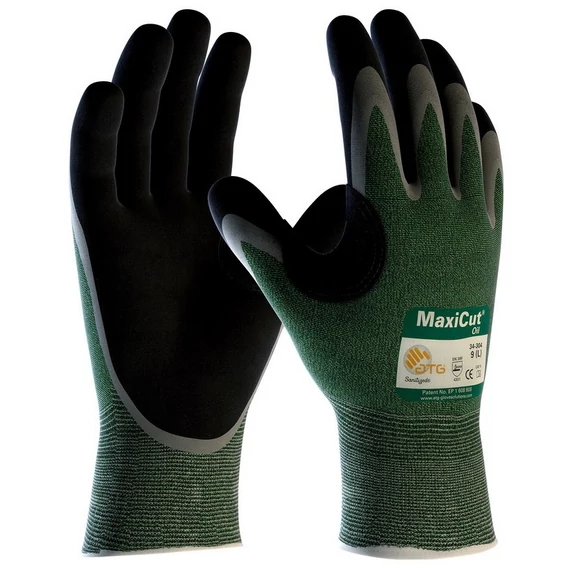 Kesztyű ATG (34-304) Maxicut Oil tenyérmártott vágásálló olajálló green 07