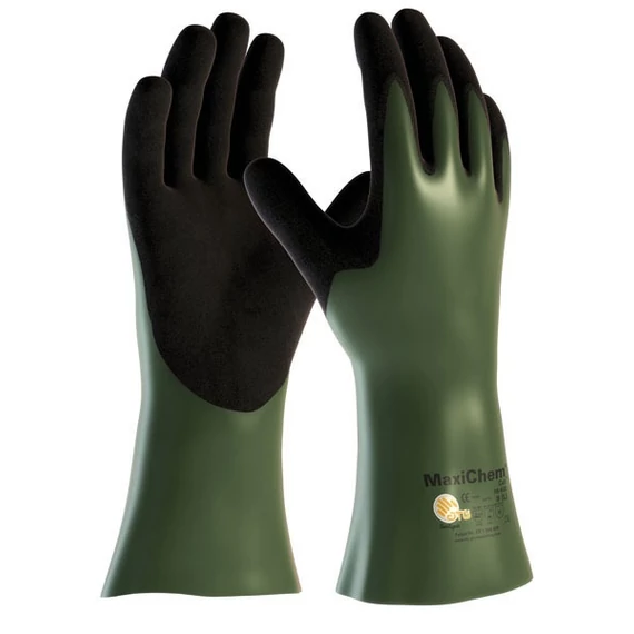 Kesztyű ATG (56-633) Maxichem tenyérmártott vágásálló teljes vegyi védelem green/black 11