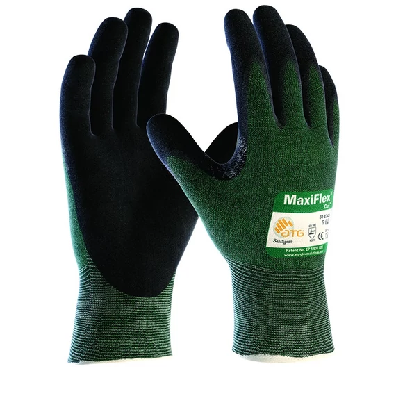 Kesztyű ATG (34-8743) Maxiflex Cut vágásálló precíziós tenyérmártott green/black 11