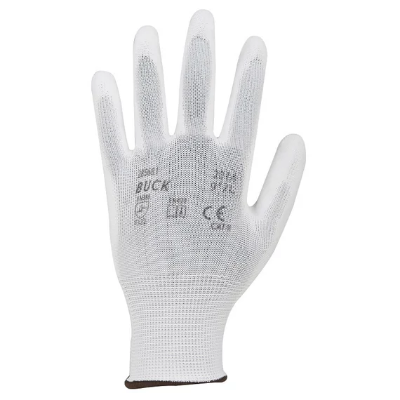 Kesztyű Buck kötött PU bevonattal white XS
