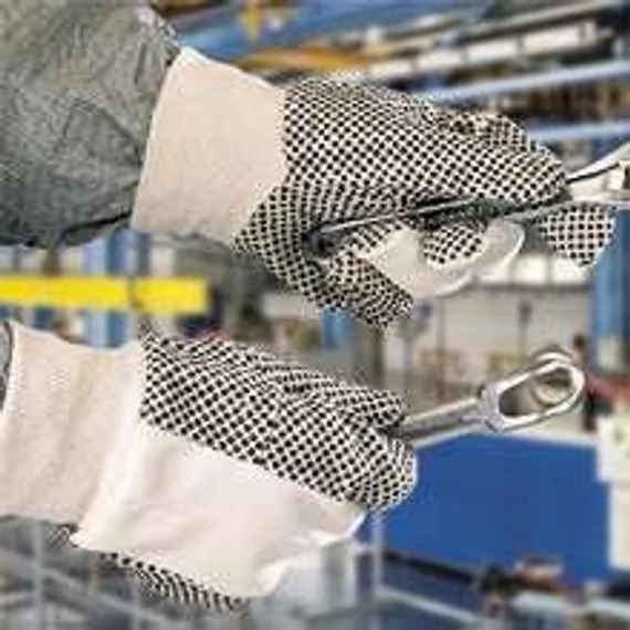 Kesztyű Serzs pamut PVC pöttyözés a tenyeren beige 10