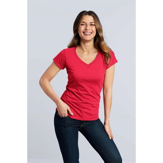 Póló (Gildan Softstyle) női v-nyakú női (100%pamut) navy, L