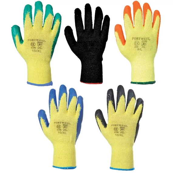 Kesztyű Latex mártott eco sárga/zöld M