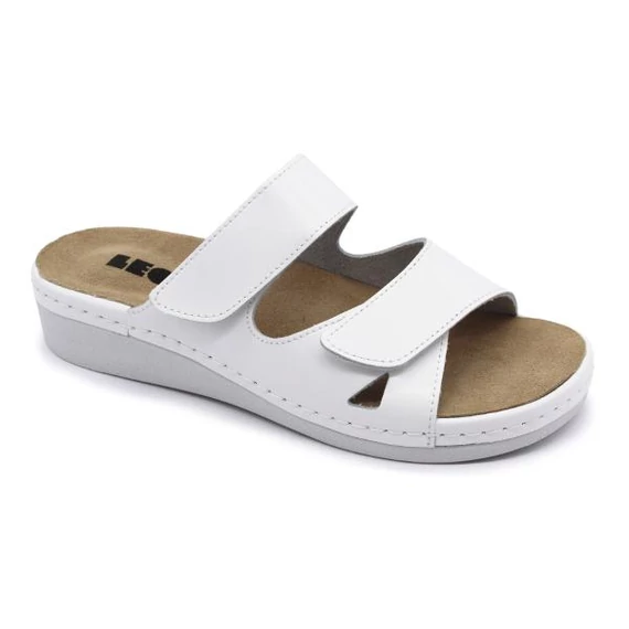 Papucs 5011 Leon Comfort női bőr, fehér, 40