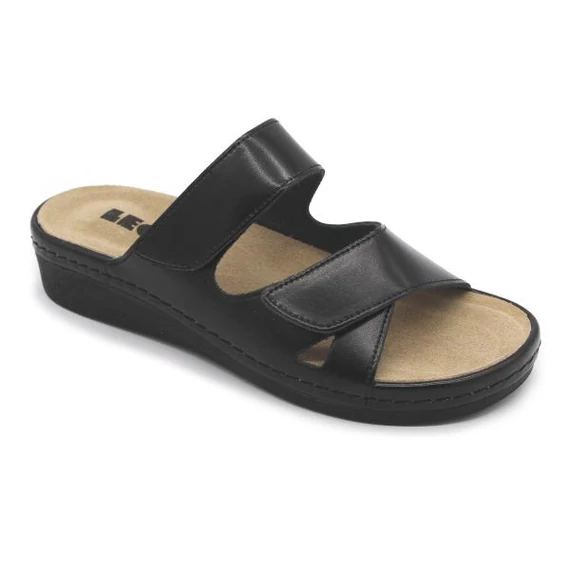 Papucs 5011 Leon Comfort női bőr, fekete, 36