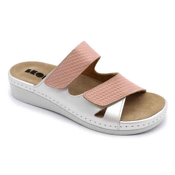 Papucs 5011 Leon Comfort női bőr, perla-fonott, 36