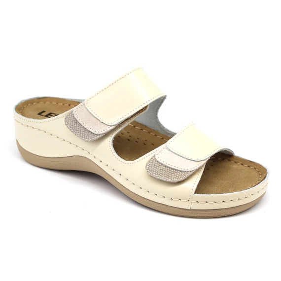 Papucs 904 Leon Comfort női bőr, bézs, 39