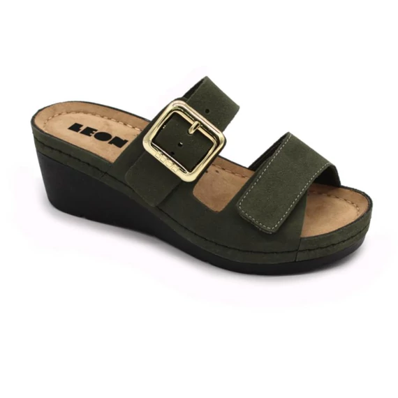 Papucs 1110 LEON Comfort női bőr, zöld, 36