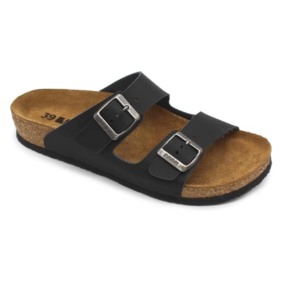 Papucs 4010 LEON Comfort női bőr fekete bakar 38
