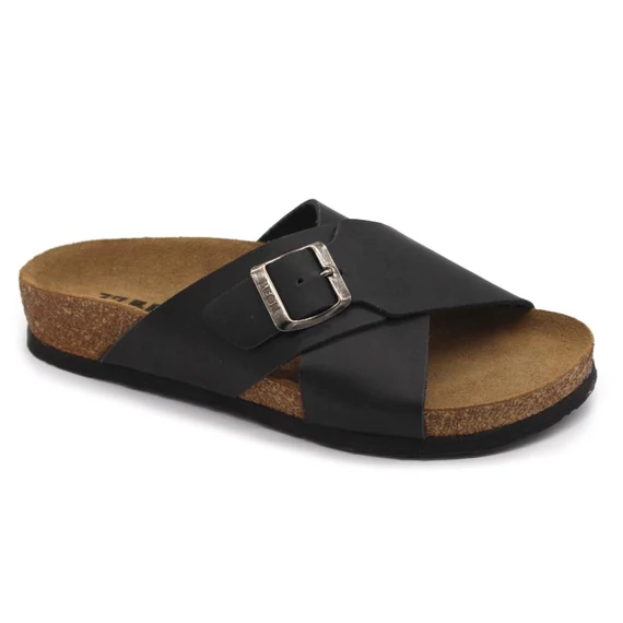Papucs 4053 LEON Comfort női bőr fekete orlando 36