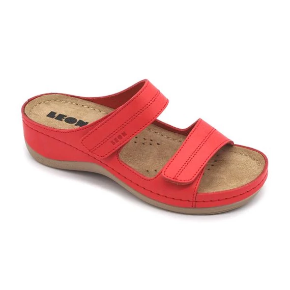 Papucs 907 Leon Comfort női bőr, piros, 41