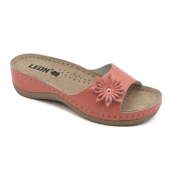Papucs 915 Leon Comfort női bőr, korall, 35