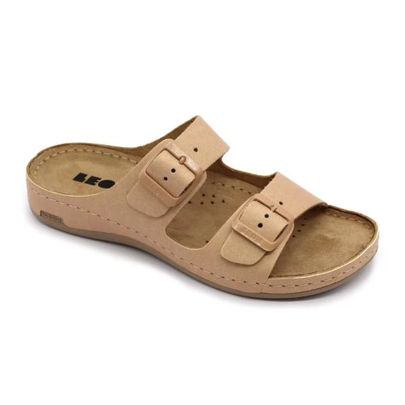 Papucs 955 Leon Comfort női bőr, bézs, 36
