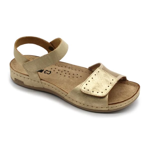 Szandál 965 Leon Comfort női bőr, arany-csillogós, 36