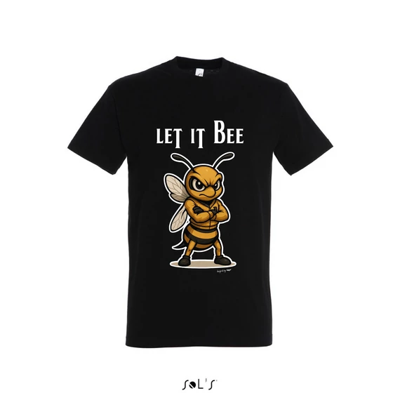 Póló (méhecske mintával Let it Bee) kereknyakú TOP, deep black, XL