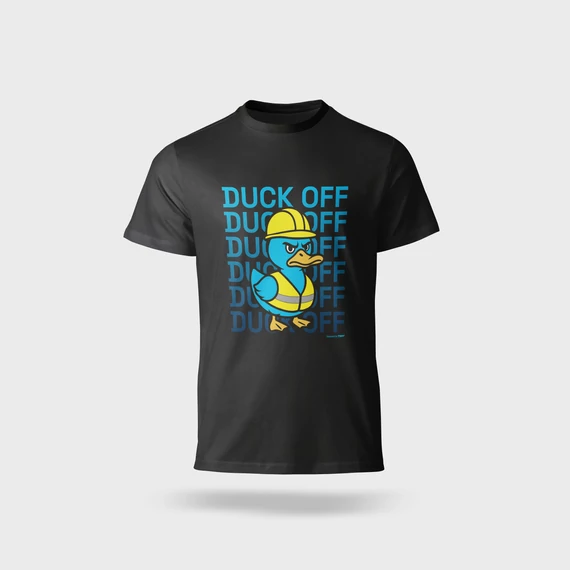 TOP Duck Off fekete férfi póló humoros szitanyomással