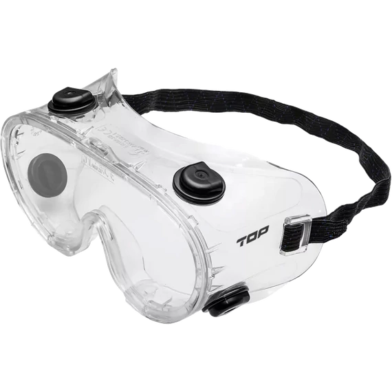 Védőszemüveg saválló állítható gumipánt TOP FLY (SC-423), víztiszta