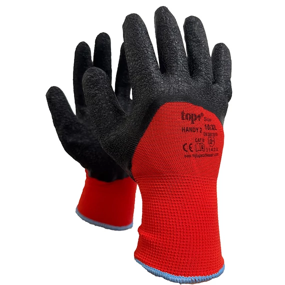 Védőkesztyű TOP HANDY 2 latex mártás piros/fekete 10