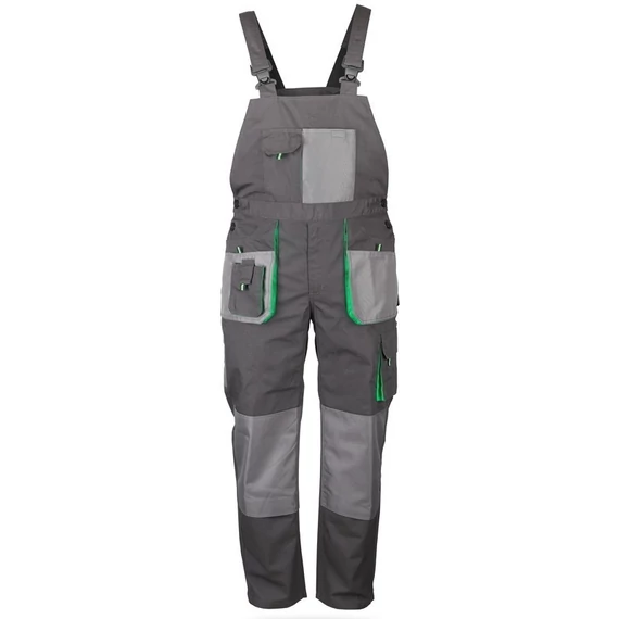 Nadrág kantáros (65%poliészter) TOP GREEN BIBPANTS, szürke, L