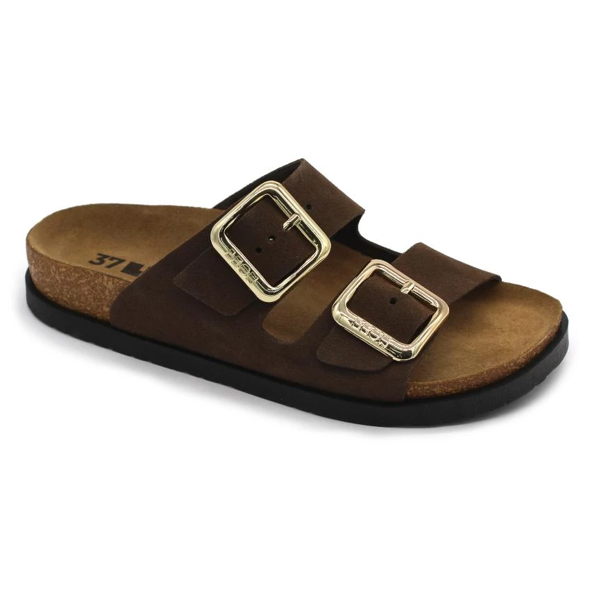 Papucs 7010 LEON Comfort női bőr, barna velúr, 36