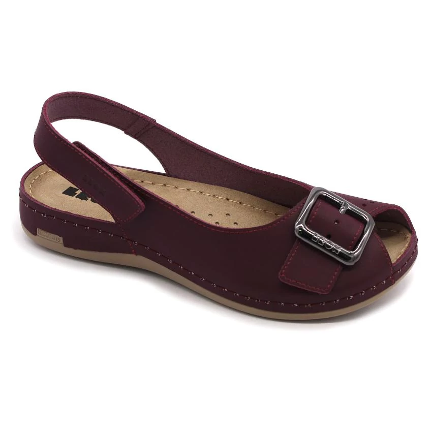 Szandál 968 LEON Comfort női bőr, bordó, 36