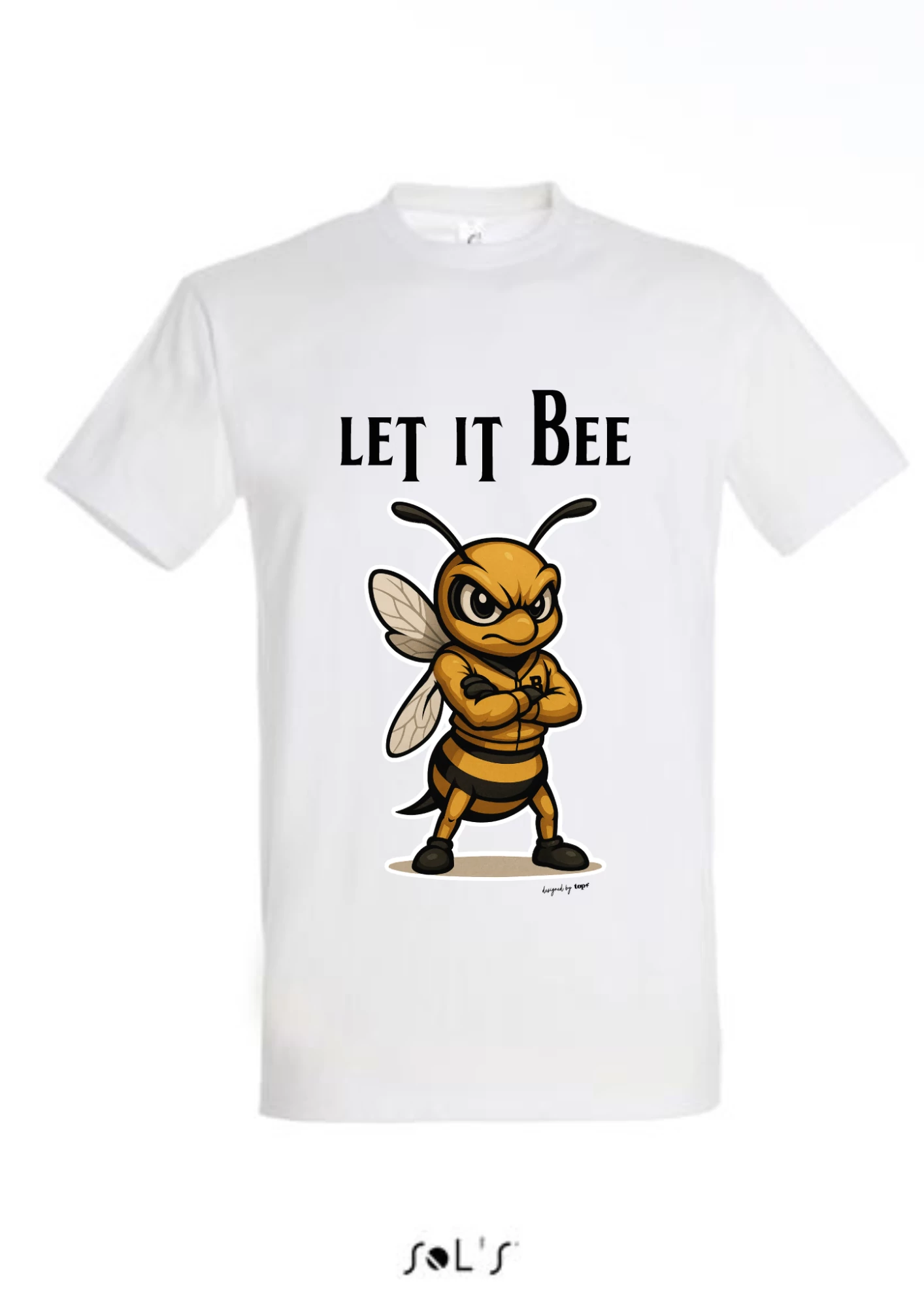 Póló (méhecske mintával Let it Bee) kereknyakú TOP, white, 3XL