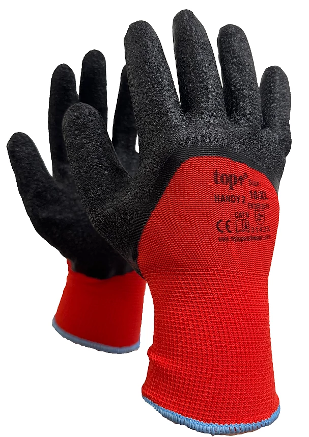 Védőkesztyű TOP HANDY 2 latex mártás piros/fekete 10