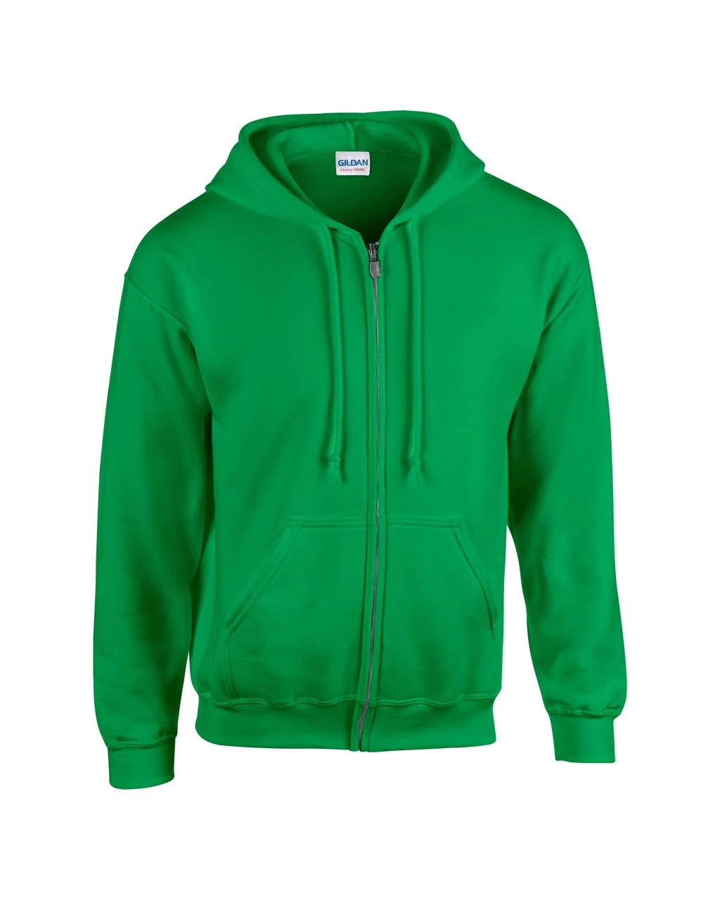 Pulóver (Gildan Heavy Blend) cipzáras kapucnis unisex, irish green, 2XL